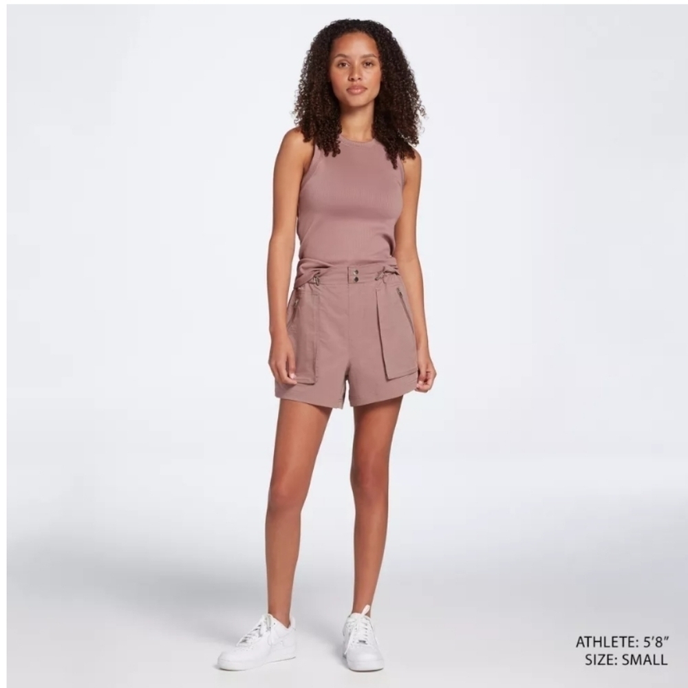 💜 CALIA woven paper bag High Rise shorts hazy plum